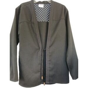 Akashi-Kama Noragi Jacket Unisex Black French Tie Front Japan Style Large